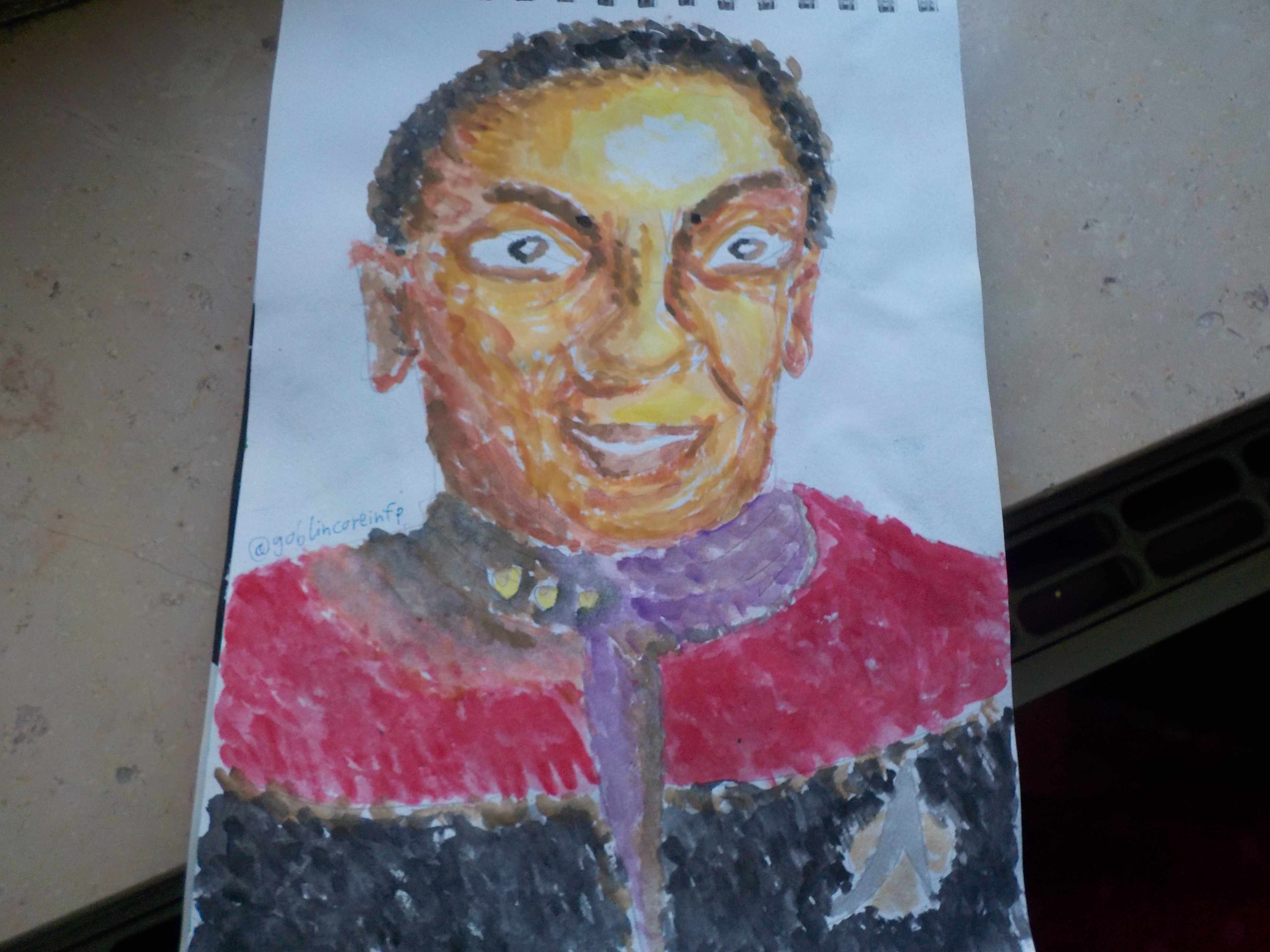 A4 watercolour painting of Benjamin Sisko from Star Trek Deep Space Nine